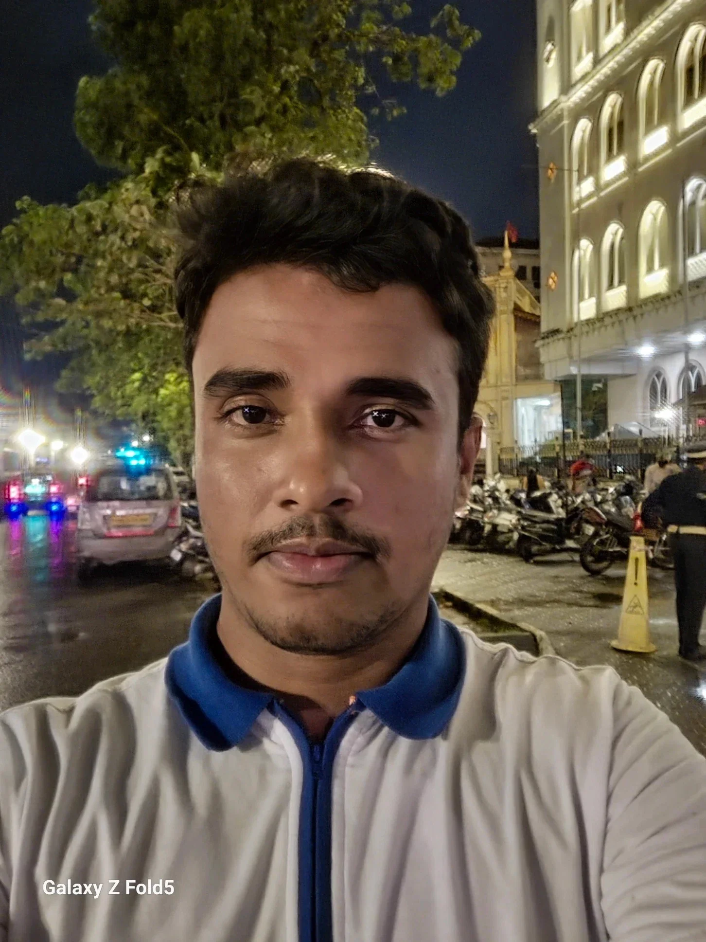 Samsung Galaxy Z Fold 5 Review: Selfie camera sample at night